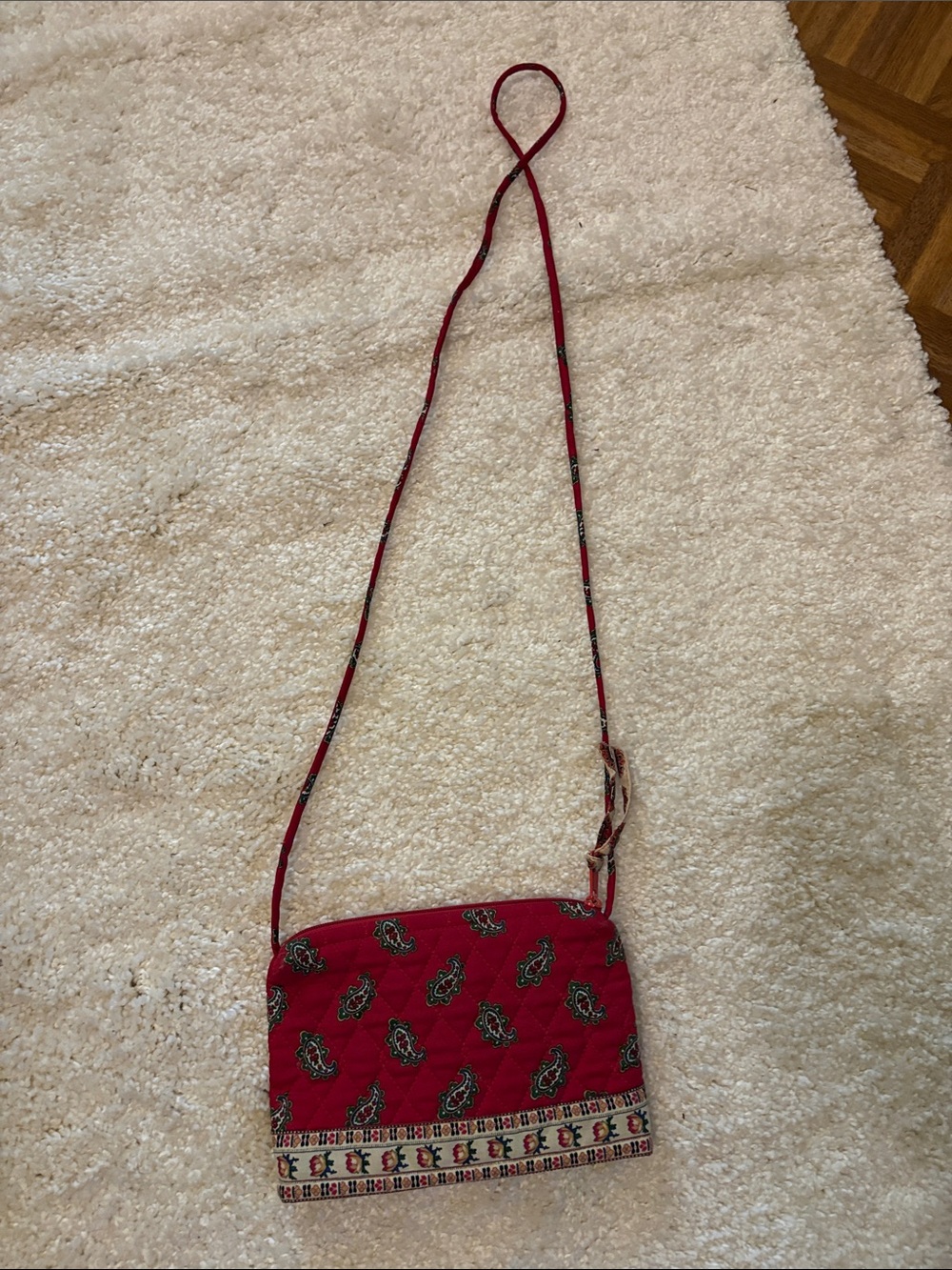 Vera Bradley Red Paisley Crossbody Bag with Trim